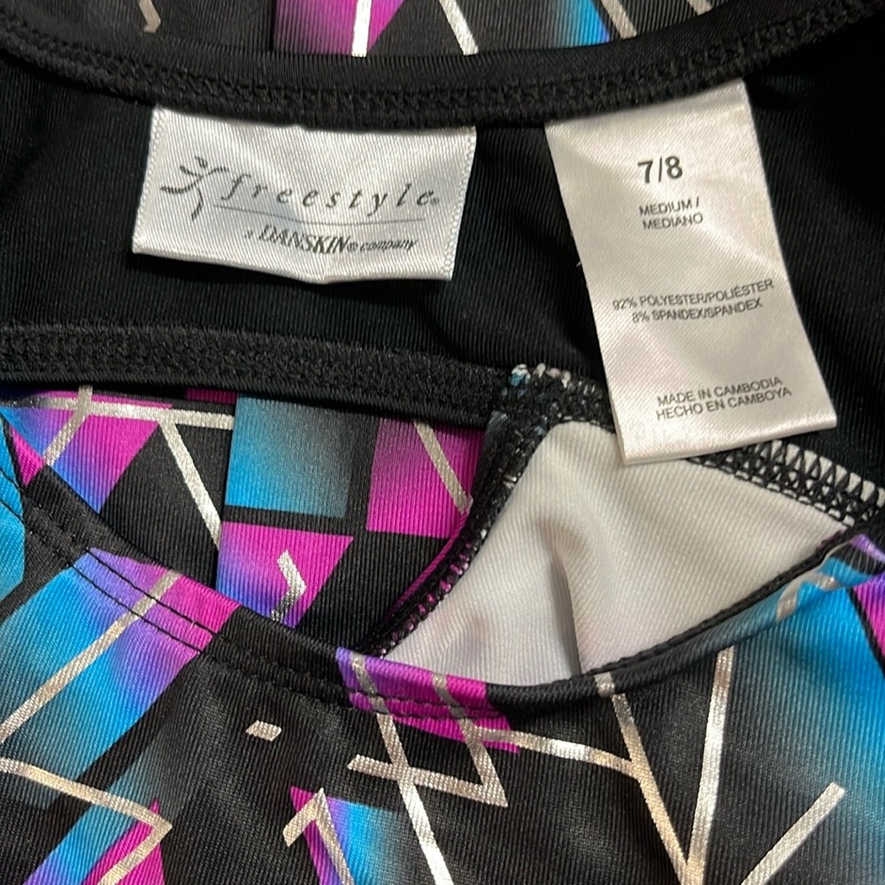 Girls Daskin Freestyle Bodysuit Leotard Gymmastics Geometric One Piece. SIZE 7/8 - Picture 7 of 8